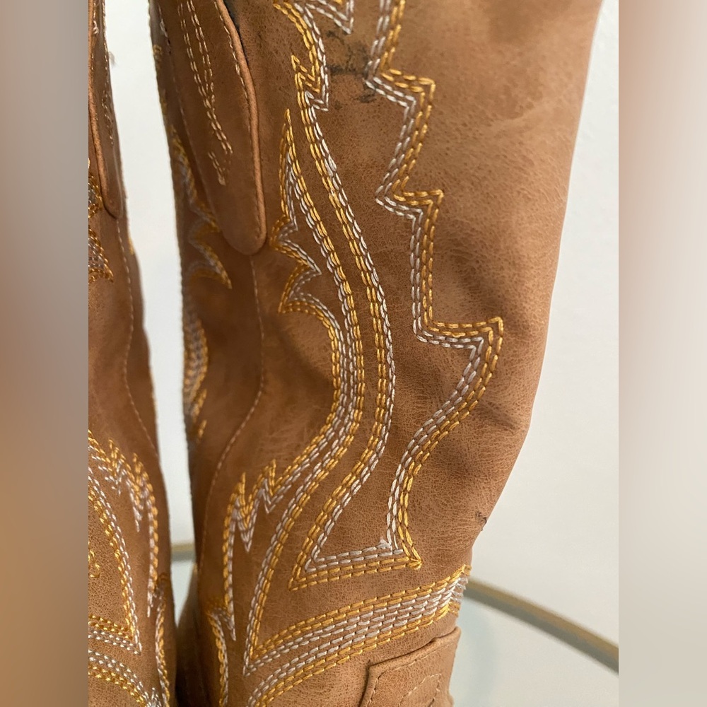 Cowboy Boots for Women Mid Calf Tan Cowgirl Boots Western Boots- size 6 - Picture 10 of 16